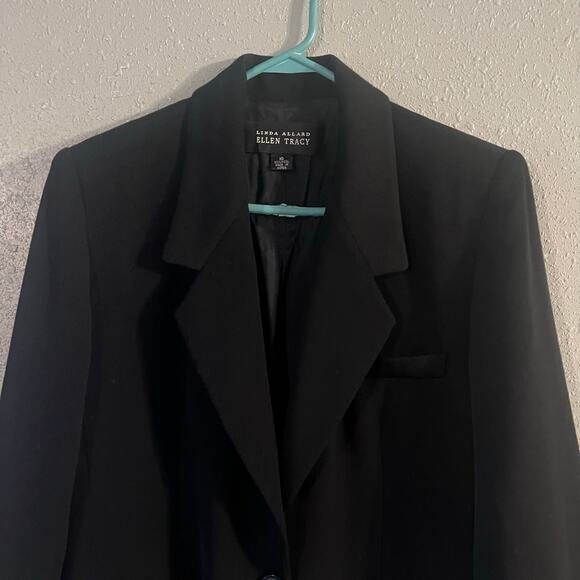 Vintage Linda Allard Ellen Tracy Women's Blazer Black Sz 10 100% Wool Office - Picture 2 of 11